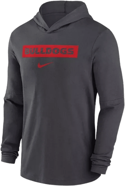Men's Anthracite Georgia Bulldogs Sideline Hoodie Performance Long Sleeve T-Shirt