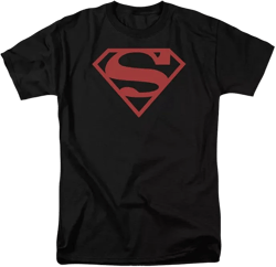 Mens Red On Black Shield Short Sleeve Adult Tee / T-Shirt