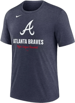 Men's Heather Navy Atlanta Braves Logo Tri-Blend T-Shirt