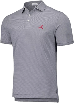 Men's Navy Atlanta Braves Jubilee Stripe Stretch Jersey Polo
