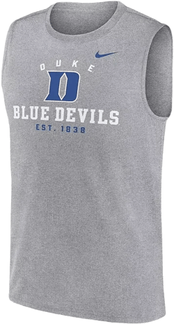 Men's Heather Gray Duke Blue Devils Primetime Legend Lock Up Performance Muscle Tank Top