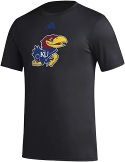 Men's Black Kansas Jayhawks Primary Locker Logo Pre-Game AEROREADY T-Shirt