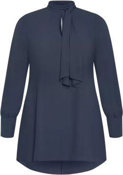 Plus Size Neck Tie Tunic Top