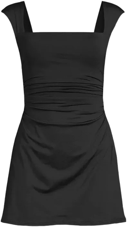 Lands' End Women's Smoothing Square Neck Ruched Swim Dress Swimsuit