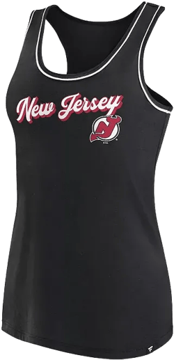 Women's Black New Jersey Devils Wordmark Logo Racerback Scoop Neck Tank Top