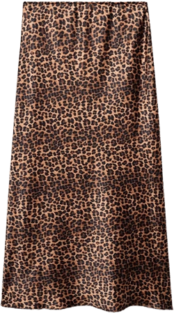 Women's Leopard-Print Satin Skirt