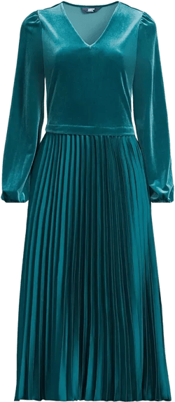 Lands' End Women's Velvet and Satin Duet Midi Dress
