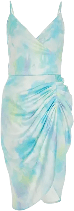 QUIZ Women's Smudge Satin Wrap Midi Dress