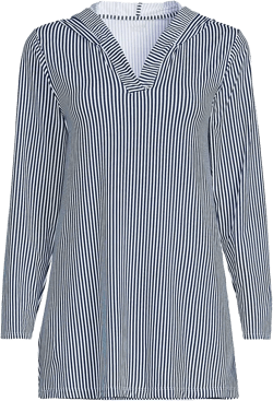 Lands' End Women's Long SunShade UPF 50 Hooded Mini Swim Swim Cover-Up Dress