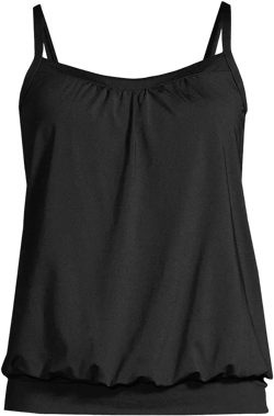 Women's Blouson Tummy Hiding Tankini Swimsuit Top Adjustable Straps