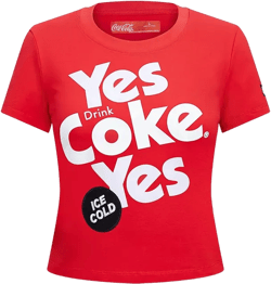 Women's Red Coca-Cola Yes Coke Yes Baby Doll Cropped T-Shirt