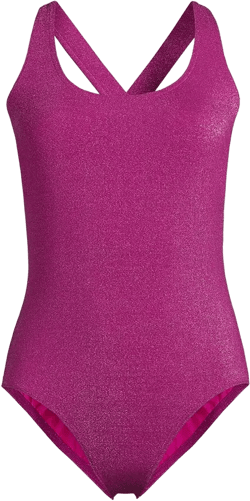 Women's Chlorine Resistant Shine X-Back High Leg Soft Cup Tugless One Piece Swimsuit