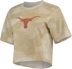 Women's White and Tan Texas Longhorns Park Camo Boxy T-shirt