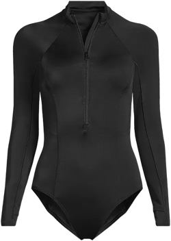 Women's Mastectomy Tugless Long Sleeve Rash Guard One Piece Swimsuit