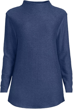 Plus Size Cable Ottoman Relaxed Long Sleeve Funnel Neck Tunic