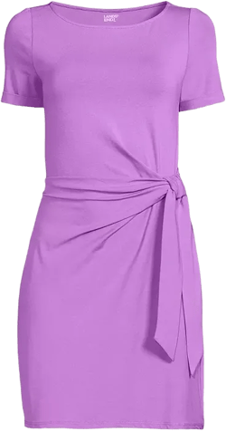 Women's Short Sleeve Cotton Modal Wrap Above the Knee Dress