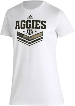 Women's White Texas A M Aggies Military Appreciation AEROREADY T-Shirt