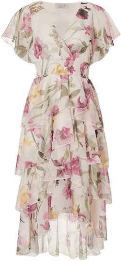 QUIZ Women's Floral Chiffon Tiered Maxi Dress