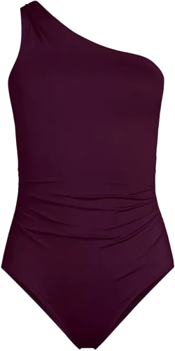 Women's Shirred One Shoulder One Piece Swimsuit