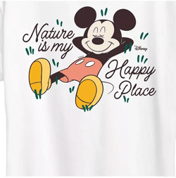 Trendy Plus Size Disney Mickey Mouse Nature is My Happy Place Graphic T-shirt