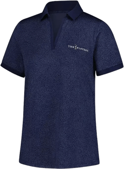 Women's Navy THE PLAYERS Playoff 3.0 Eagle Swoop V-Neck Polo Shirt