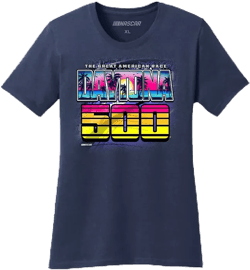 Women's Navy Daytona International Speedway 2025 Daytona 500 Graphic T-Shirt
