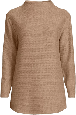 Women's Cable Ottoman Relaxed Long Sleeve Funnel Neck Tunic
