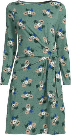 Women's Boatneck Long Sleeve Tie Waist Dress