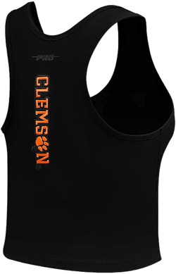Women's Black Clemson Tigers Tonal Neutral Fitted Waist Length Racerback Tank Top