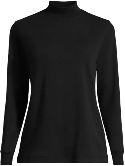 Women's School Uniform Tall Relaxed Cotton Long Sleeve Mock Turtleneck