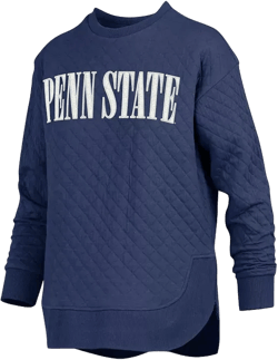 Women's Navy Penn State Nittany Lions Quilted Long Sleeve Pullover Sweatshirt