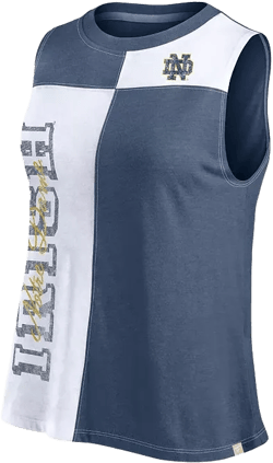 Women's Navy/White Notre Dame Fighting Irish Colorblock High Neck Tank Top