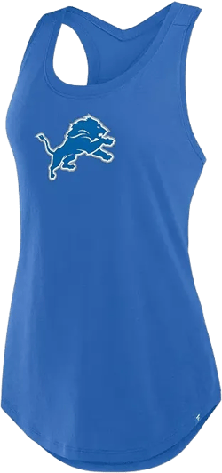 Women's Blue Detroit Lions Iron Fan Tank Top