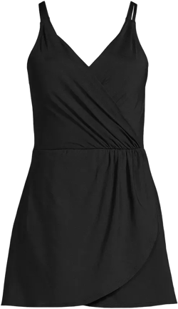 Women's V-neck Tulip Wrap Swim Dress One Piece Swimsuit