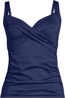 Lands' End Plus Size V-Neck Wrap Underwire Tankini Swimsuit Top
