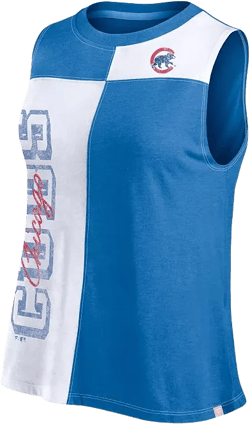 Women's Royal/White Chicago Cubs Color-Block Tank Top