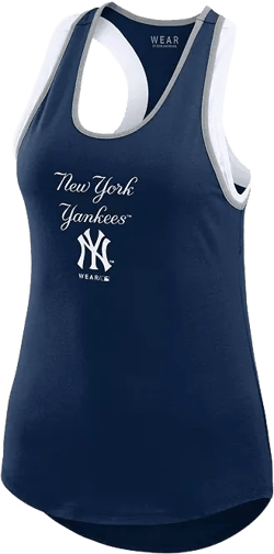 Women's Navy New York Yankees Colorblock Racerback Tank Top