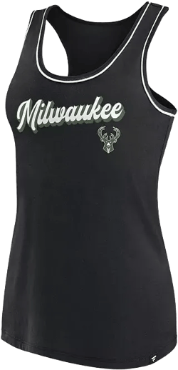 Women's Black Milwaukee Bucks Wordmark Logo Racerback Tank Top