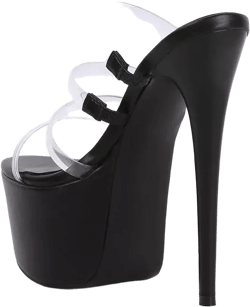 Womens Shots Up Ultra High Heel Clear Straps Sandals