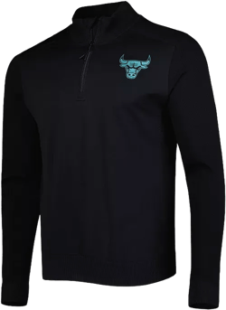 Men's LevelWear Black Chicago Bulls Nano Engineered Knit Fabric Quarter-Zip Jacket