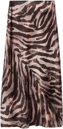 Mango Women's Animal-Print Satin Skirt