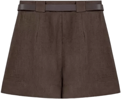 Women's Belted Linen Mini Shorts