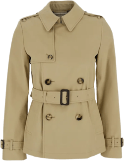 Cotton Blend Trench Jacket In Beige