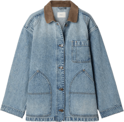 Pascual Corduroy-trimmed Denim Jacket In Blue