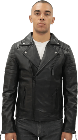 Men's Brando Double Cross Zip Leather Biker Jacket-casablanca In Black