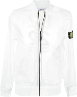 Lightweight Sheer Bomber Jacket In White
