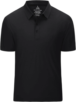 Men's Seamless Polo Shirt Slim Fit Collared Short Sleeve Cool Skin-Friendly Quick-Drying for Casual Work Large Black