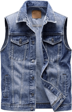 Men's Multi Pocket Denim Vest Trucker Sleeveless Jean Outerwear Casual Vintage Button Cowboy Vests 3X-Large Dark Blue
