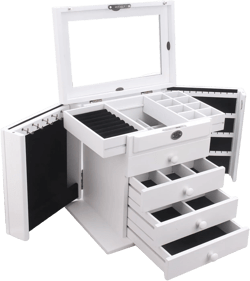 Extra Large Wooden Jewelry Box / Jewel Case Cabinet Armoire Ring Necklacel Gift Storage Box Organizer Mg002 (WHITE)