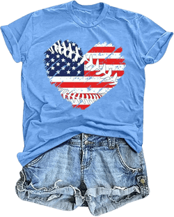 Baseball T Shirts for Women Baseball Mom Shirt Tee Funny Baseball Heart Graphic Casual Baseball Lover Gifts